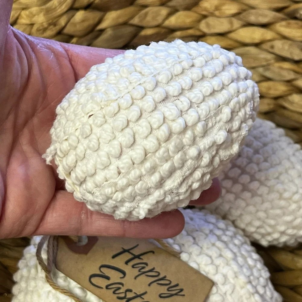 5 Large Primitive chenille Easter eggs farmhouse bowl filler tier tray decor